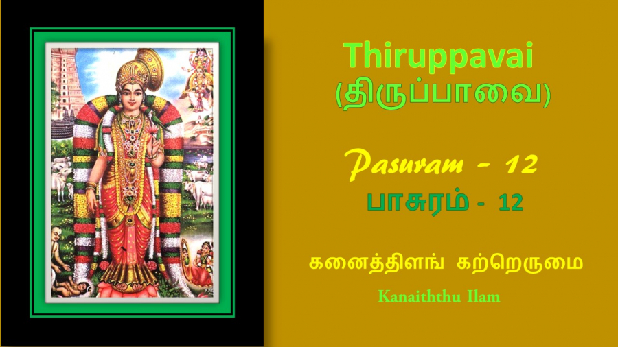 Andal Thirupavai Pasuram 12-திருப்பாவை பாசுரம் 12-with lyrics-கனைத்திளங்-Kanaittilang